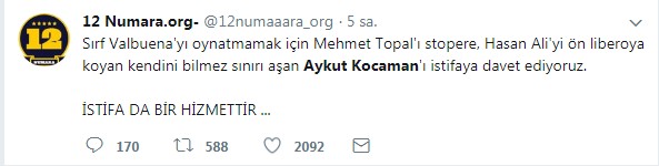 Taraftardan istifa çağrısı