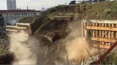 Ataşehir'de İstinat Duvarı Böyle Çöktü