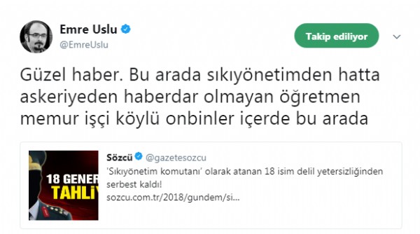 FETÖ'cü Emre Uslu bu habere çok sevindi