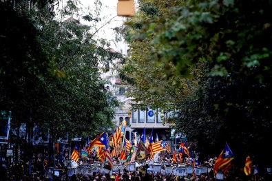 Barselona'da Katalonya Referandumunun Yıldönümünde Gösteri