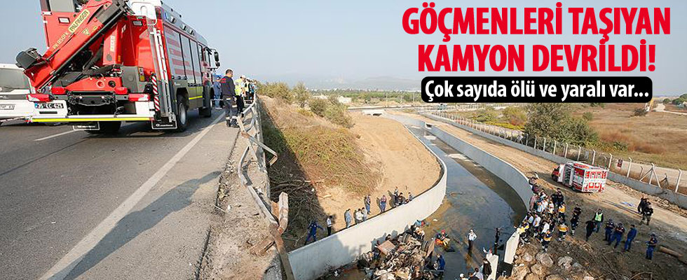 İzmir'de düzensiz göçmenleri taşıyan kamyon devrildi: 22 ölü