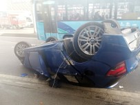 LÜKS OTOMOBİL - Avcılar'da Lüks Otomobil  Takla Atıp Yan Yola Uçtu