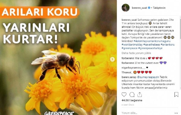 Beren Saat 8 şehide sessiz kaldı, 'arılara sahip çıkın' çağrısı yaptı