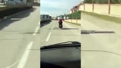 Bursa'da Motosiklet İle Tehlikeli Yolculuk