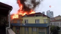 DAR SOKAKLAR - Şişli'de 9 Katlı Binanın Çatısı Alev Alev Yandı
