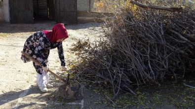 Odun Kırıp Sobayı Yakarak Öğrencilerine Ders Veriyor