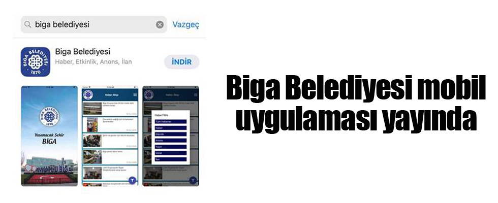 Biga Belediyesi mobil uygulaması yayında
