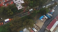 RUMELI KAVAĞı - Sarıyer'de Çöken Yol Havadan Görüntülendi