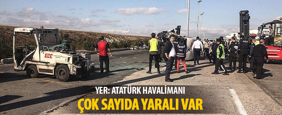 Atatürk Havalimanı'nda servis araçları çarpıştı: 9 yaralı