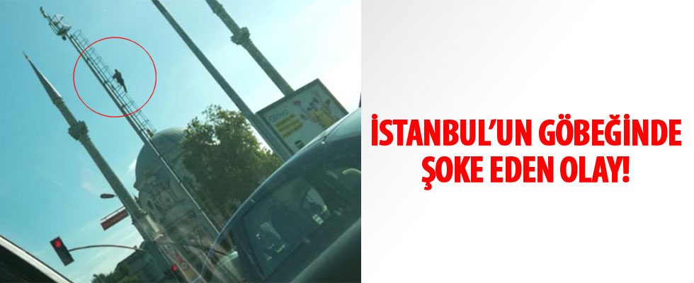 Dolmabahçe'de mobese direğinde intihar girişimi