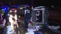 ANKARA ÇEVRE YOLU - Başkentte Virajı Alamayan Minibüs Devrildi Açıklaması 5 Yaralı