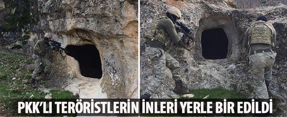 PKK'lı teröristlerin barındığı yerler imha edildi