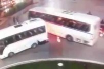 SERVİS OTOBÜSÜ - Servis otobüsü yayaların arasına daldı