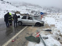 Otomobil Karlı Yolda Takla Attı Açıklaması 4 Yaralı