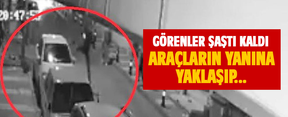 Araçlara kafa ve yumruk atarak zarar verdiler