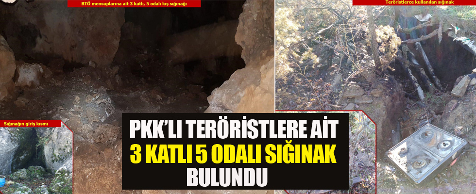 PKK'lı teröristlere ait 3 katlı 5 odalı sığınak bulundu