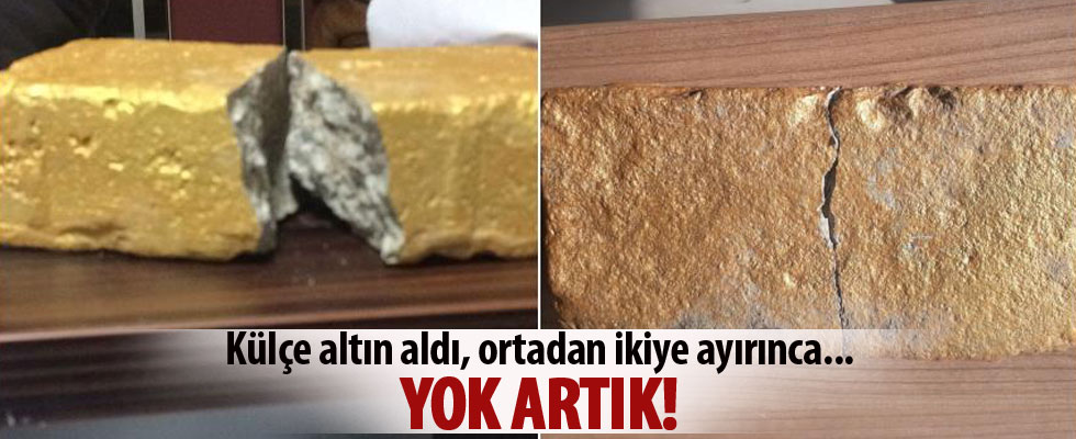 Külçe altın diye parke taşı sattılar