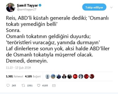 Şamil Tayyar'dan, Erdoğan'ın 'Osmanlı Tokadı' Cevabına Destek