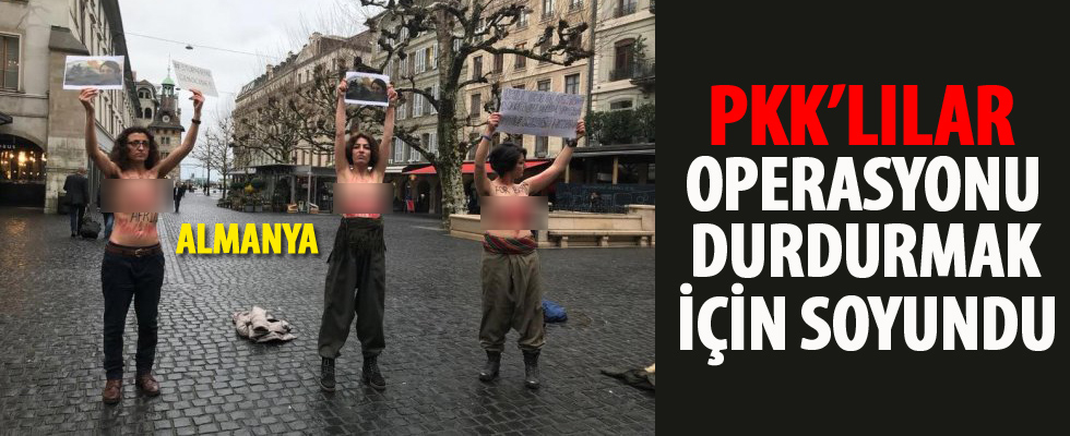 Almanya'da PKK'lılardan çıplak eylem