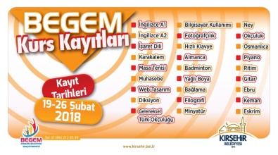 Kırşehir Belediyesi BEGEM Kurs Kayıtları Başladı