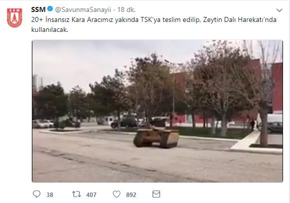 SSM insansız kara aracı ilk görüntülerini paylaştı