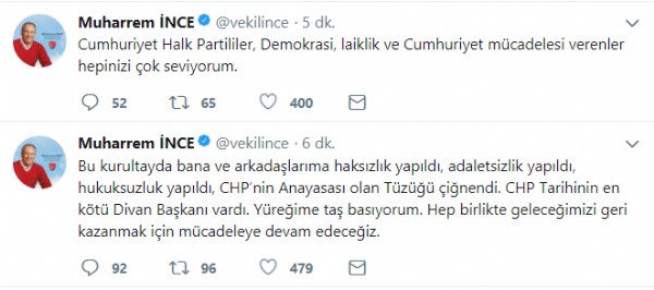 İnce: Bana ve arkadaşlarıma haksızlık yapıldı