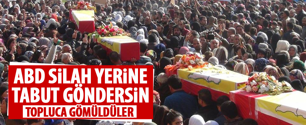 YPG'li teröristler için toplu cenaze töreni
