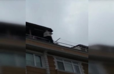 Çatıdaki Tehlikeli Çalışma Kamerada