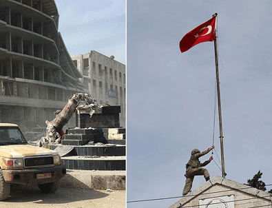 Afrin'e Türk bayrağı asıldı