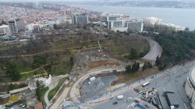 Dolmabahçe-Levazım Arasını 5 Dakikaya Düşürecek Tünel Çalışmaları Havadan Görüntülendi