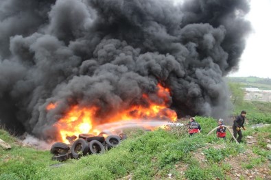 Çan'da Atık Lastik Yangını
