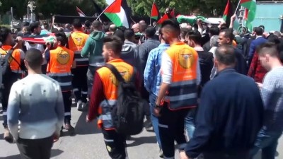 Gazze'de Şehit Olanlar İçin Nablus'ta Sembolik Cenaze Töreni