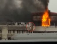 EV YANGINI - Çıkan yangından korktu camdan böyle atladı!