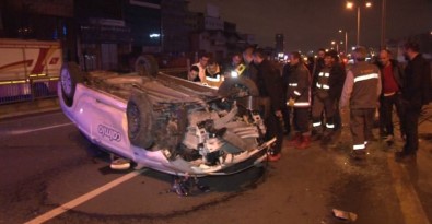 Başkent'te Otomobil Refüje Çarpıp Takla Attı Açıklaması 3 Yaralı