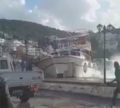 Batma Tehlikesi Geçiren Tekneyi Elleriyle Tutmaya Çalıştılar