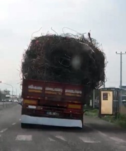 Hurda Yüklü Kamyon Korkuttu