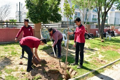 Tütüncü, Öğrencilerle Okul Bahçesini Ağaçlandırdı