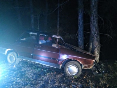 Kontrolden Çıkan Otomobil Ağaca Çarptı Açıklaması 1 Yaralı
