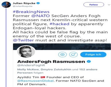 Eski NATO Genel Sekreterinin Twitter Hesabı Hacklendi