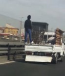 (Özel) Kamyon Tepesinde Tehlikeli Yolculuklar Kamerada