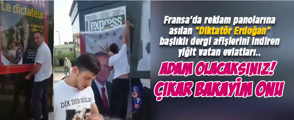 Skandal afişleri indirdiler Erdoğan'ın afişini astılar