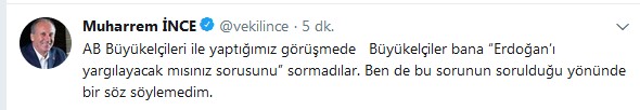 Muharrem İnce'den açıklama