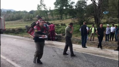 Orman İtfaiye Aracı Takla Attı, Yaralı Helikopterle Taşındı