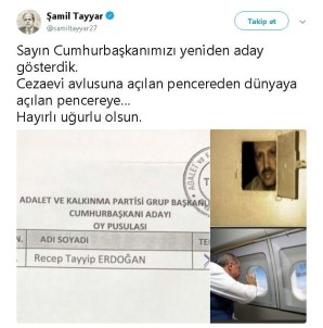 Tayyar'dan Erdoğan'a Anlamlı Mesaj