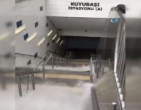 Yağış Metro Merdivenlerini Şelaleye Çevirdi