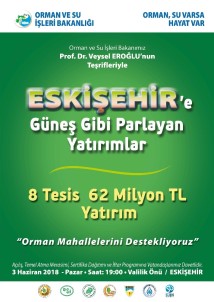 Eskişehir'e 62 Milyon TL'lik 8 Tesis