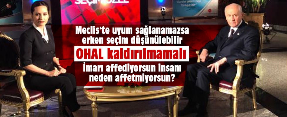 Bahçeli: Meclis'te uyum sağlanamazsa erken seçim düşünülebilir