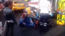 TİCARİ TAKSİ - (Özel) Karaköy'de Tramvay Durağına Gitmek İsteyen Kadına Taksi Çarptı