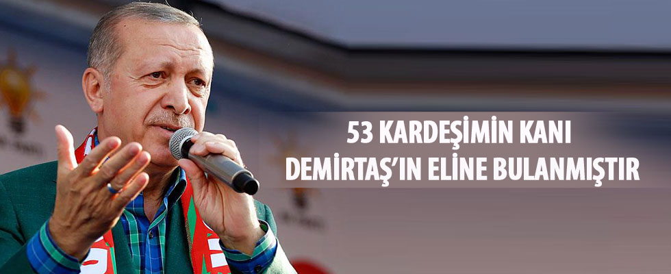 Erdoğan: 53 kardeşimin kanı Demirtaş'ın eline bulanmıştır
