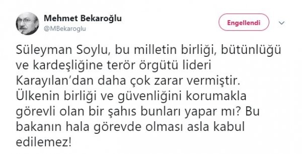 Mehmet Bekaroğlu'ndan tepki çeken tweet